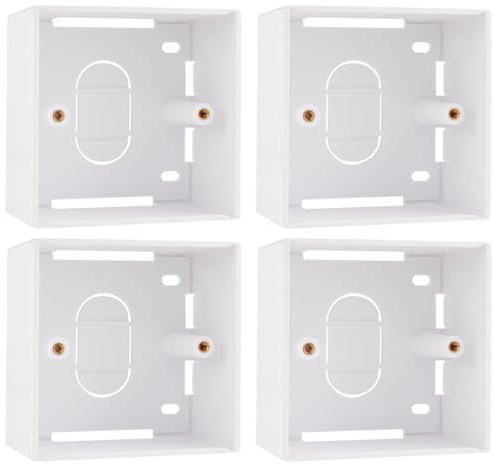 NIYATA Aufputzdose für Ethernet-Wandplatten, Einzelfach, 45 mm, tiefes Weiß (86 x 86 x 45 mm), kompatibel mit Netzwerk-Frontplatten und Steckdosen, langlebiges PVC-Material