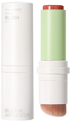 Cream Blush Stick mit Pinsel, Glatte Textur, Langanhaltende Farbe Cosmetic, 2-in-1 mehrseitiges Rouge, geeignet für Wangen Make up und Lippen Stain Schminke, 7g (06 BRICK RED)