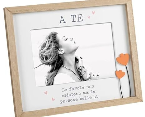 Instant Project Cornice Foto 10 x 15 in Legno con Dedica A Te - Portafoto con Riquadro in Legno e Fondo Bianco con Frase e Alberi Stilizzati per Fidanzata, Mamma e Persone Speciali