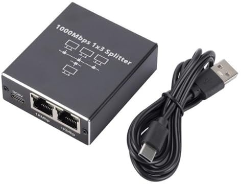 MHADBKH Ethernet Splitter 1 to 2/3/4 High Speed 1000Mbps Converter Adapter for Routers, Computer Display with USB Power Cord