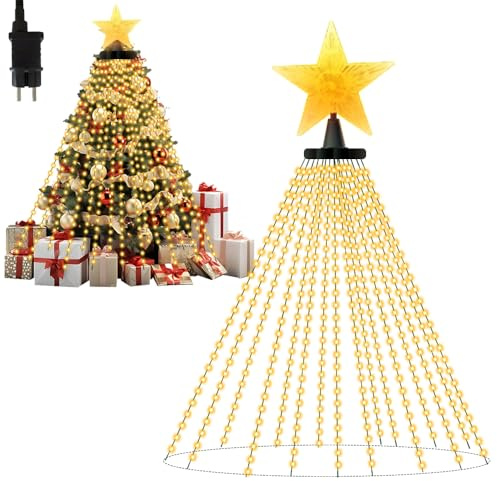 HuaMuDM Lichterkette Weihnachtsbaum,400 LED für Christbaum,2m Tannenbaum Lichterkette, Christbaumbeleuchtung,Weihnachtsbeleuchtung,8 Modi,Wasserdichte,Weihnachtsdeko
