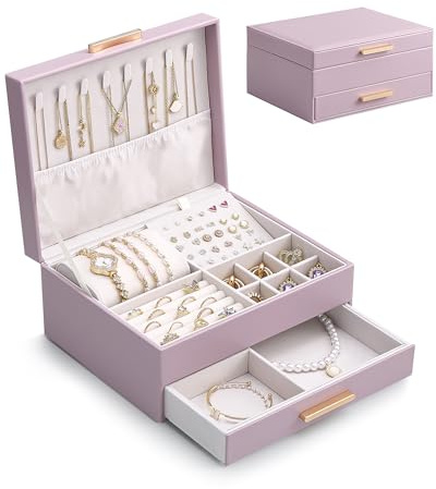 Lolalet 2 Ebenen Schmuckkästchen Schmuckaufbewahrung | Schmuckkoffer Jewelry Organizer Schmuckbox für Ringe Ohrringe Halsketten