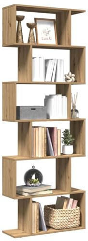 ZycaXzCrons Raumteiler-Bücherregal 70x24x193 cm Artisan-Eiche geometrisches Design Modernes Stauraum-Regalsystem Robust und Langlebig für Wohnzimmer Büro Schlafzimmer