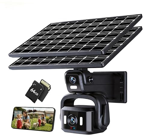 HCWLY LINK 4G/5G LTE Caméra de Surveillance,4K Ultra HD Solaire pour Sécurité Domestique Extérieure,PTZ 360° sans Fil Étanche avec Zoom Optique 10X,Inclus Carte eSIM 1j Offerte Carte SD 64Go (Black)