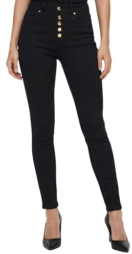 Tazzio Damen Jeans Skinny Fit, High Waist, Stretch, goldene Knopfleiste F136