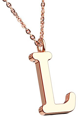 Piersando Damen Kette Halskette Set mit Buchstaben Anhänger Alphabet Rosegold Buchstabe L