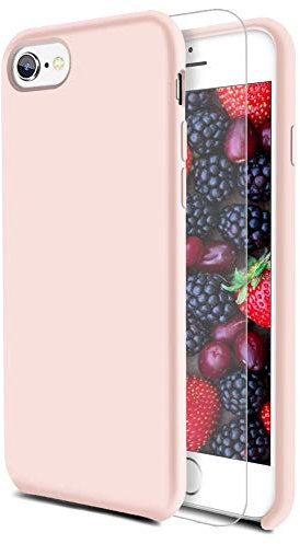 Feyten Cover iPhone 6S/ iPhone 6 [con Vetro Temperato], Custodia Gomma Gel Silicio Liquido con Fodera Microfibra Morbida Caso Silicone Sottile Protettiva Cover (Rosa)