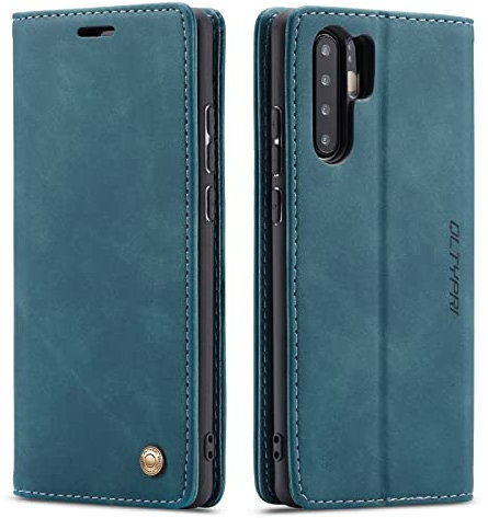 QLTYPRI Case for Huawei P30 Pro, Vintage PU Leather Wallet Case with Credit Card Slot Holder Stand Function Magnetic Closure Shockproof Flip Cover for Huawei P30 Pro - Blue