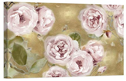 DìMò ART Impression sur Toile sur Papier Poster ou Tableau Lane Joanna Roses on Gold III