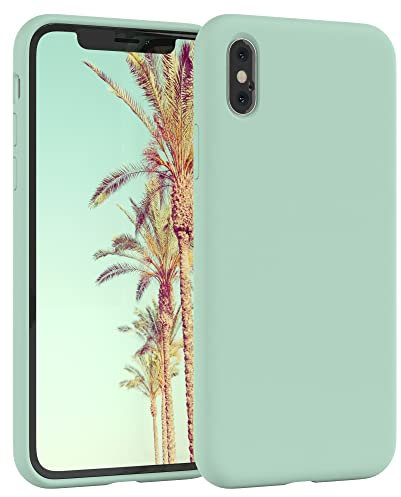 EAZY CASE Premium Silikon Handyhülle kompatibel mit iPhone X/XS, Slimcover mit Kameraschutz und Innenfutter, Silikonhülle, Schutzhülle, Bumper, Handy Case, Hülle, Softcase, Mintgrün, Grün