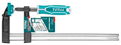 TOTAL - Sargento de Apriete | 250 x 50 mm | Fuerza Máxima de Apriete de 170 kg | Con Palanca de Liberación Automática | Para Trabajos de Carpintería | Para Sujetar Piezas | Plástico Negro