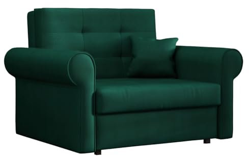 Mirjan24 Schlafsofa Viva Silver I mit Bettkasten, Sofa mit abgerundete Armlehnen, einsitzer Polstersofa mit Schlaffunktion inkl. Kissen, Bettsofa, Farbauswahl, Wohnlandschaft (Kronos 19)