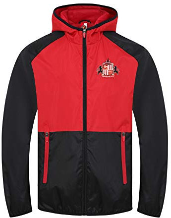 Sunderland AFC Official Gift Mens Shower Jacket Windbreaker Black Red XL