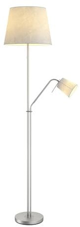 Lindby Stehlampe 'Nantwin' (Modern) in Alu aus Textil u.a. für Wohnzimmer & Esszimmer (1 flammig, E27) - Stehleuchte, Floor Lamp, Standleuchte, Wohnzimmerlampe, Wohnzimmerlampe