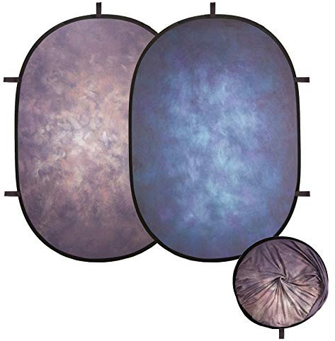 Pop Up Backdrop Double-Sided Background, Studio Screen Foldable Film Background, for Fashion Photography Portraits Shooting Interviews Photo Studio Stages, Violet/Blue