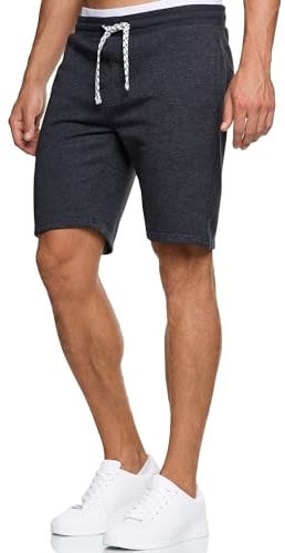 Indicode Herren Aldrich Sweatshorts mit Kordelzug | Herrenshorts Sportshorts für Männer L, Black Mix
