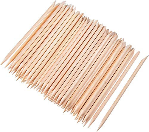 100 Pieces Orange Wood Sticks Nail Cuticle Stick for Pusher Remover Manicure Art Pedicure, 4.3 Inches