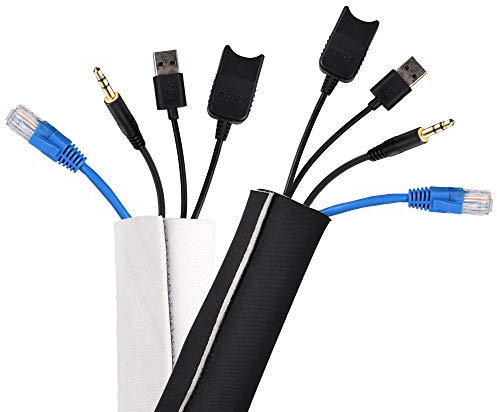 conecto Neopren Kabelschlauch mit Klettverschluss universell Kabelkanal Kabelmanagement Kabelorganizer Kabelführung schwarz/weiß, 0,5m