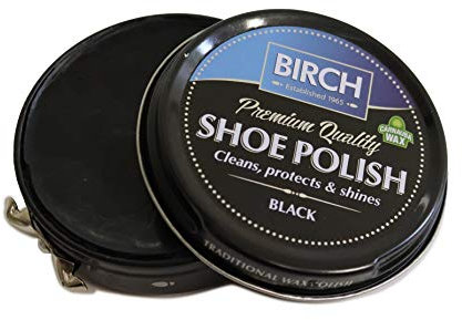Birch Black Shoe Polish 50ml - Leather Polish for Shoes. Renew, Protect, Condition, Long Lasting Shoe Shine with High Pigment Carnauba Wax Leather Colour Restorer, Black Boot Polish