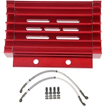 Refroidisseur D'huile, Ensemble de Radiateur de Refroidissement D'huile de Système de Refroidissement D'huile Moteur Universel de Moto Adapté pour 138CC 140CC 150CC PIT PRO Bike Trail Bike(rouge)