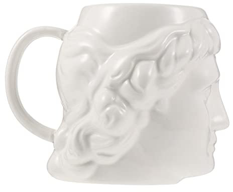 Cabilock Keramik Kaffeetasse Porzellan Kaffeebecher Griechische Mythologie Statue Becher David Kopf Cappuccino Tassen Milchkännchen Milchkanne Teetasse Trinkbecher für Macchiato Milch Aufschäumen