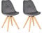 byLIVING Esszimmerstuhl Arik / 2er Set/Samtbezug grau/Gestell Metall Eiche-Optik foliert / 2 Stück Küchenstuhl/Esszimmerstuhl/Wohnzimmerstuhl/bis 110 kg/B 48,5, H 85, T 55 cm