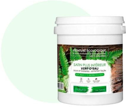 BOX DECO COULEURS Pintura de pared natural ecológica con aspecto satinado interior Natura - 1 L, verde agua