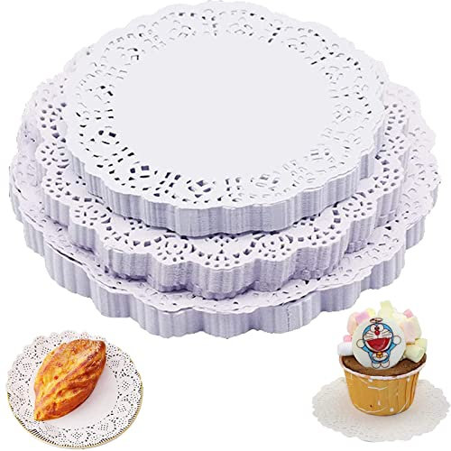 300 Pièces Dentelle Napperons Papier, Napperon Papier Rond, Dentelles Rondes Ajourées, Pâte De Bois, Trois Tailles Différentes, Napperon Dentelle, pour Fête De Famille Ou Table De Mariage