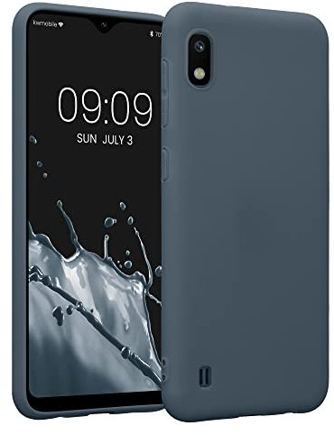 kwmobile Hülle kompatibel mit Samsung Galaxy A10 Hülle - weiches TPU Silikon Case - Cover geeignet für kabelloses Laden - Dunkler Schiefer