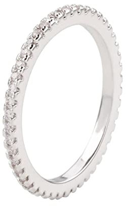 Musihy Ring Zeigefinger, Ring Damen Eternity Ring Zirkonring Kreis Kanal Fassung Zirkonia Weiß Ringgröße 58 Geschenke für Mädchen