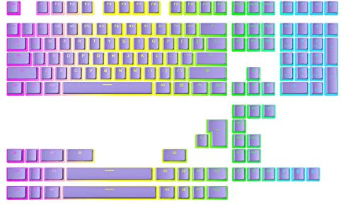 Ranked Pudding v2 PBT-Tastenkappen | 145 Double Shot Transluzent ANSI US- und ISO-Layout | OEM-Profil für mechanische RGB-Gaming-Tastatur (Lavendel)