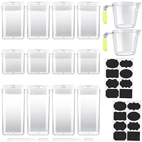 Rosenstein & Söhne Kunststoff-Vorratsdosen: 12er-Set Vorratsdosen in 3 Größen, BPA-frei, Messbecher,Labels & Stift (Vorratsdose Kaffee, Futterbehälter Katze, Küchenhelfer)