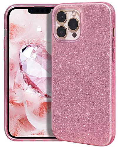 MATEPROX Coque Paillette Compatible avec iPhone 14 Pro Coque Housse de Protection Glitter Brillant Scintillante Rigide Coque pour iPhone 14 Pro 6,1'' 2022-Rose