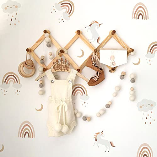 funlife 60 Stück Wandaufkleber für Kinderzimmer Babyzimmer, selbstklebende PVC-Wandtattoo Wandsticker, Boho-Stil-Aufkleber für Mädchen Jungen Baby, Wolke & Regenbogen