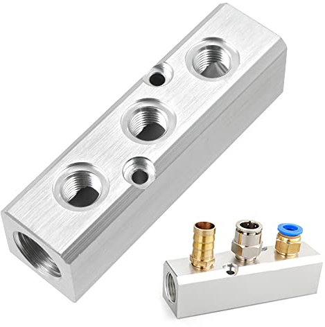 Druckluftverteiler Druckluftkupplung Pneumatik Verteiler Anschluss - 3 Wege 5 Loch Luftstromverteilung Geeignet 1/2 1/4 Kupplungsstecker Kompressor Zubehör Schlauchverteileranschluss Anschlusskupplung