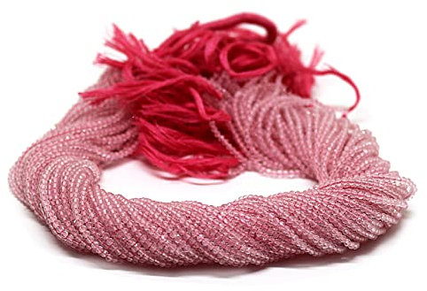 Small Round 2 mm Faceted Beads, Rose Quartz Loose Bead Strand, Rose Quartz Beaded Strand 12.5 by Gems Valley