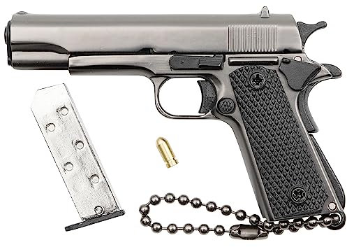 Zhongren 1911 Tactical Mini Pistola Schlüsselanhänger 1:3 Metall Gun Form Schlüsselanhänger Realistico Gun Model Collection Anhänger Tasche Charm per gli uomini Army Fan Geschenk (Waffe schwarz)