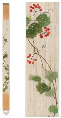 Japanischer Wandteppich zum Aufhängen, Schriftrolle (Greenbrier) Mini lang und schmal / hergestellt in Japan Leinen 100% japanisch asiatisch orientalisch Zimmer Zuhause Schlafzimmer ästhetische