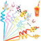 GORGECRAFT 8 PCS Coloré Réutilisable Pailles à Boire Ferme Fête Faveurs Décorations de Fête Animaux Pailles en Plastique Safari Jungle Anniversaire Pailles Twisty pour Anniversaire Fête de Famille