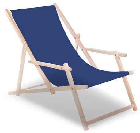 SPRINGOS Liegestuhl aus Buchenholz Sonnenliege Gartenliege mit Armlehnen Strandliege