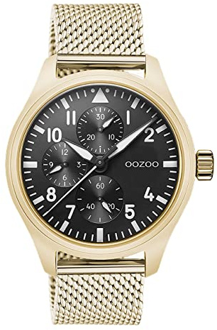 Oozoo Herren Armbanduhr Timepieces C10959 Analog Metall Mesh Gold UOC10959 Analoguhr