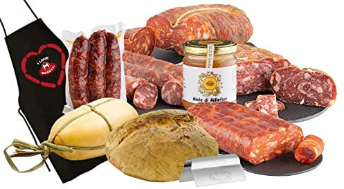 Moretti® Box Idea Regalo Pasqua 2024 | Cesto Con Prodotti Tipici Calabresi | Con Salumi Provola Pane E Accessori | Gastronomia Italiana