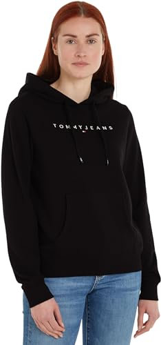 Tommy Jeans Donna TJW REG LINEAR HOODIE DW0DW17324, Black (Black), XS