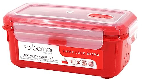 Luftdicht Super Lock MICRO 1 L, geeignet zum Dämpfen in der Mikrowelle, ideal zum Transport und zur Aufbewahrung von Lebensmitteln, Clipverschluss