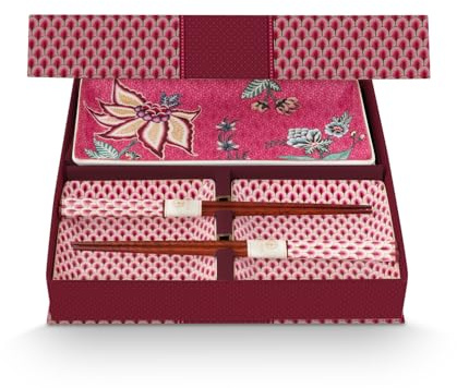 Pip Studio Flower Festival Oriental Geschenkset quadratisch Dark pink 6tlg