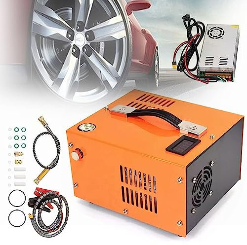 GCCSSBXF High-Pressure Portable Air Compressor - 4500 PSI Auto-Stop PCP Pump for Airgun, Paintball, Diving - 30 MPa Electric 12V/110V-240V