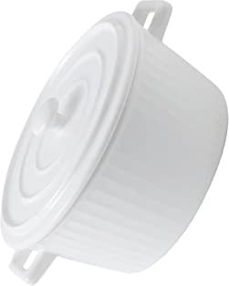 BESTonZON Ciotola Ceramica Con Coperchio e Manici Per Zuppe e Noodle Istantanei e Adatta Per Microonde e Lavastoviglie Colore Bianco Elegante