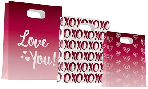 Folat 63791 Romantische Love Deko Geschenktüten - Ombre Love - 3 Stück für Hochzeit Valentinstag oder Muttertag