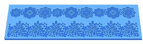 FEMONGY Prägematte Fondant, Kuchendekorationen Silikonformen,Fondant Form Kuchen Spitze Matte,DIY Silikon Kuchen Spitzenform für Kuchenranddekoration,3D-Spitzenmuster,Schokolade,Fondant (blau)