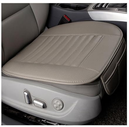 Adunsiaoto Auto Sitzkissen aus atmungsaktivem PU-Leder und Bambuskohle, wasserdicht, für viele Autositze (Grau)